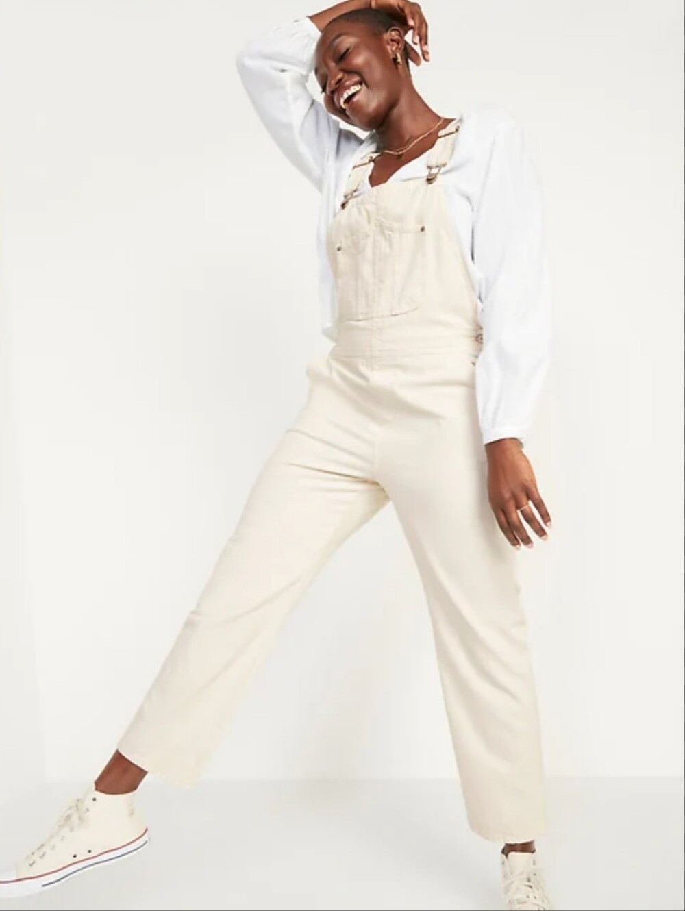 Old Navy Cream Denim Overalls - Straight Leg Bib Jumpsuit Size 10T